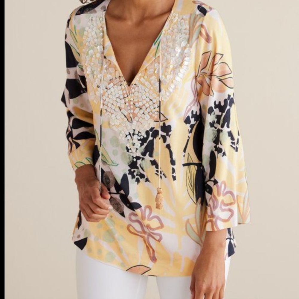 Soft Surroundings Vigne Tropical Tassel Tunic Women’s Size 3X NWOT